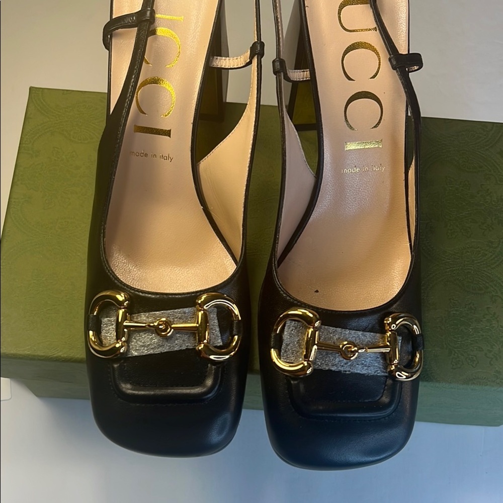 NWT Gucci Horsebit Slingback Pump Leather Heels in Black Women's Shoes Size 41 - Picture 7 of 16